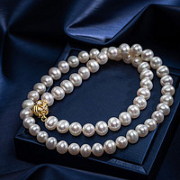 南珠宫 925银淡水珍珠项链冰花结女款项链C-SDX005J母亲节礼物 6.5-7.5mm