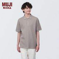 無印良品 MUJI(無印良品 )男式 华夫格织 短袖POLO衫 男士 t恤 AB1MNA4S 深咖啡色 M 170/92A