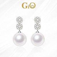 GiO珠宝 18K金澳白珍珠耳饰海水珍珠耳钉钻石优雅耳环