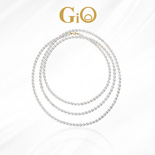 GiO珠宝 淡水珍珠小米珠巴洛克米形18K金长款项链毛衣链女多层
