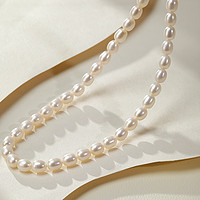 千叶 S925银淡水珍珠项链天蚕米形珠白色直播礼物女