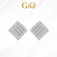 GiO珠宝18K金天然钻石耳钉女群镶真钻耳环简约款耳饰优雅气质礼物
