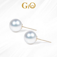 GiO珠宝 淡水珍珠耳钉女18K金耳环极光正圆小灯泡耳饰气质