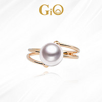 GiO珠宝 Akoya海水珍珠戒指正圆强光18K金时尚礼物