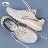 LI-NING 李宁 男鞋春夏季扶摇跑步鞋网面透气轻盈减震抗扭复古老爹鞋运动鞋 米白色 40
