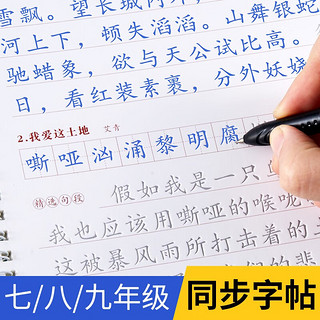 七年级下册凹槽字帖实用部版同步语文课本初中正楷练字反复使用每课一练硬笔书法初学者成年临摹 7年级 语文同步凹槽（下册）