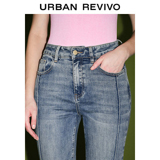 URBAN REVIVO 女士休闲复古百搭喇叭显瘦牛仔长裤 UWJ840041 蓝色 28