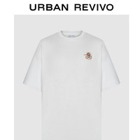 URBAN REVIVO 男士趣味休闲萌宠刺绣棉质短袖T恤 UMV440073 本白 XS