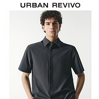URBAN REVIVO 男士纯色单排扣翻领短袖开襟衬衫 UMU240023 中灰 XS