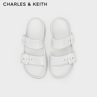 CHARLES&KEITH24夏柔软外穿时尚沙滩厚底拖鞋女CK1-71650004 White白色 37