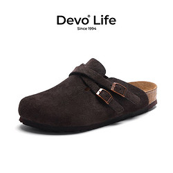 Devo 的沃 软木拖鞋女外穿休闲半包复古半拖懒人鞋薄荷曼波2024新款