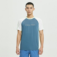 卡尔文·克莱恩 Calvin Klein CK运动夏季男士休闲圆领插肩袖拼接印花透气短袖T恤4MS2K130