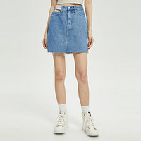 卡尔文·克莱恩 Calvin Klein CK Jeans夏季女休闲LOGO贴片包臀牛仔短裙J219584