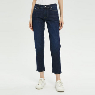 限尺码：卡尔文·克莱恩 Calvin Klein CK Jeans春秋女士中腰男友版刺绣洗水拉链锥形牛仔裤J220070