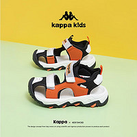 Kappa 卡帕 Kids卡帕童鞋儿童运动凉鞋男童沙滩鞋夏季透气轻便中大童包头鞋女 米/橙红