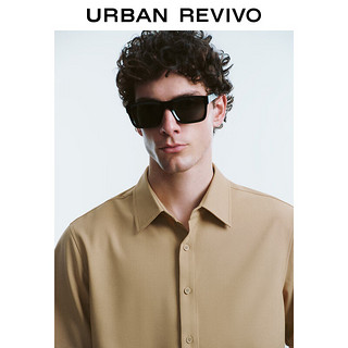 URBAN REVIVO 男士休闲轻通勤短袖开襟衬衫 UMU240026 卡其 XS