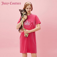 Juicy Couture 橘滋 树莓甜心经典皇冠Logo刺绣彩钻丝绒连衣裙