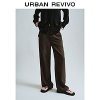 URBAN REVIVO 女士复古时髦阔腿休闲长裤 UWH840064 深棕色 26