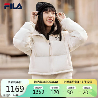 FILA 斐乐 官方女子羽绒服2023冬保暖防风宽松短款面包服运动外套