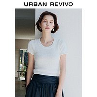 URBAN REVIVO 女士都市休闲肌理感短袖针织衫 UWU940114 本白 M