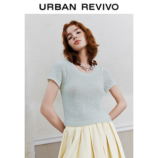 URBAN REVIVO 女士都市休闲肌理感短袖针织衫 UWU940114 本白 M