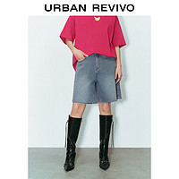 URBAN REVIVO 女士时髦休闲洗水显瘦牛仔短裤 UWV840113 蓝色 26