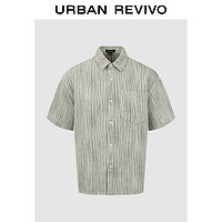 URBAN REVIVO 男士时髦高级感撞色条纹休闲衬衫 UMF840060 暖灰条纹 S