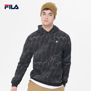 FILA 斐乐 小logo连帽卫衣大理石纹套头衫长袖男款欧版 幻影火星 M