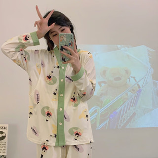 婧麒（JOYNCLEON）月子服春夏产后喂奶家居服休闲开衫睡衣套装 带帽贵宾狗 M码