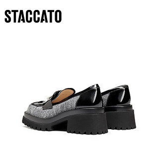 STACCATO 思加图 复古乐福鞋厚底增高一脚蹬小皮鞋女鞋S9911CA3 绅雅灰 38