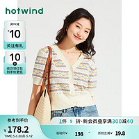 热风（Hotwind）短袖女2024年夏季女士V领针织衫休闲清新显瘦开衫 24花色 L