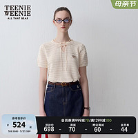 Teenie Weenie小熊2024年夏季镂空短袖针织薄款可爱少女感 乳白色 170/L