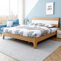 南方黑芝麻 现货南方现代简约卧室双人床小户型1.8米1.5m北欧板式床实木脚