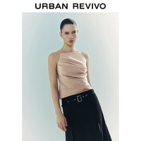 URBAN REVIVO 女士时髦魅力设计感褶皱短款吊带衫 UWG240110 浅卡其 S