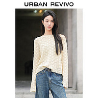 URBAN REVIVO 女士休闲度假风镂空肌理感宽松针织衫 UWH940046 本白 XL
