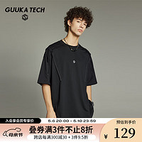 古由卡（GUUKA）TECH机能户外旅行休闲短袖T恤男春夏潮 透气高级简约上衣宽松 黑色 XL
