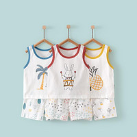 限尺码：Tongtai 童泰 夏款婴儿衣服3个月-4岁新生儿无袖背心套装宝宝外出上衣短裤