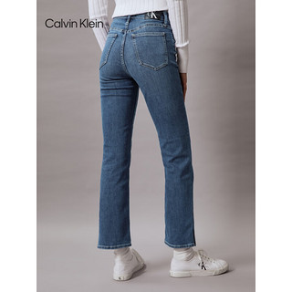 Calvin Klein Jeans24春夏女士复古开叉弹力高腰修身直筒牛仔裤J223373 1BJ-牛仔蓝 26