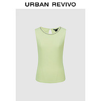 URBAN REVIVO 女士魅力钉珠装饰修身无袖T恤 UWG440103 白绿 M