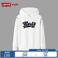 Levi's李维斯童装24春女童连帽卫衣儿童桃心logo休闲上衣 糖果白 155/72(L)