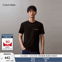 卡尔文·克莱恩 Calvin Klein Jeans24春夏男士休闲通勤撞色字母纯棉净色短袖T恤J324671 BEH-太空黑 XXL