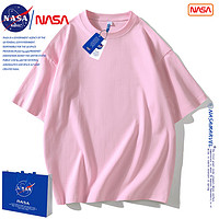 NASA MARVEL 潮牌短袖t恤纯棉五分半袖凉感宽松百搭体恤 粉色 4XL