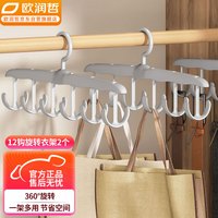 欧润哲 衣架晾衣架衣柜旋转挂衣架领带架多功能丝巾内衣背心收纳2个 ()12钩旋转衣架 2个