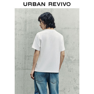 URBAN REVIVO 女士时尚休闲简约趣味立体章仔T恤衫 UWL440142 本白 M