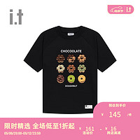 :CHOCOOLATE it 男装圆领短袖T恤2024夏季个性趣味半袖M004490 BKX/黑色 3XL