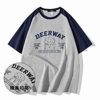 Deerway 德尔惠 24年夏季款男士运动短袖体恤撞色休闲拼色圆领上衣t恤