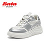 Bata 拔佳 小白鞋女2024春季增高通勤运动板鞋2865DAM4 米/银 39