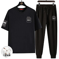 CBA 运动套装服跑步长裤休闲男士夏季套头短袖T恤两件套