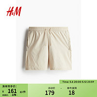 H&M男装裤子2024夏舒适百搭休闲男士短裤1245563 浅米色 165/72 XS