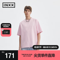 英克斯（inxx）APYD 防晒速干凉感抗菌短袖男女同款宽松休闲哥特字体T恤 粉色 L